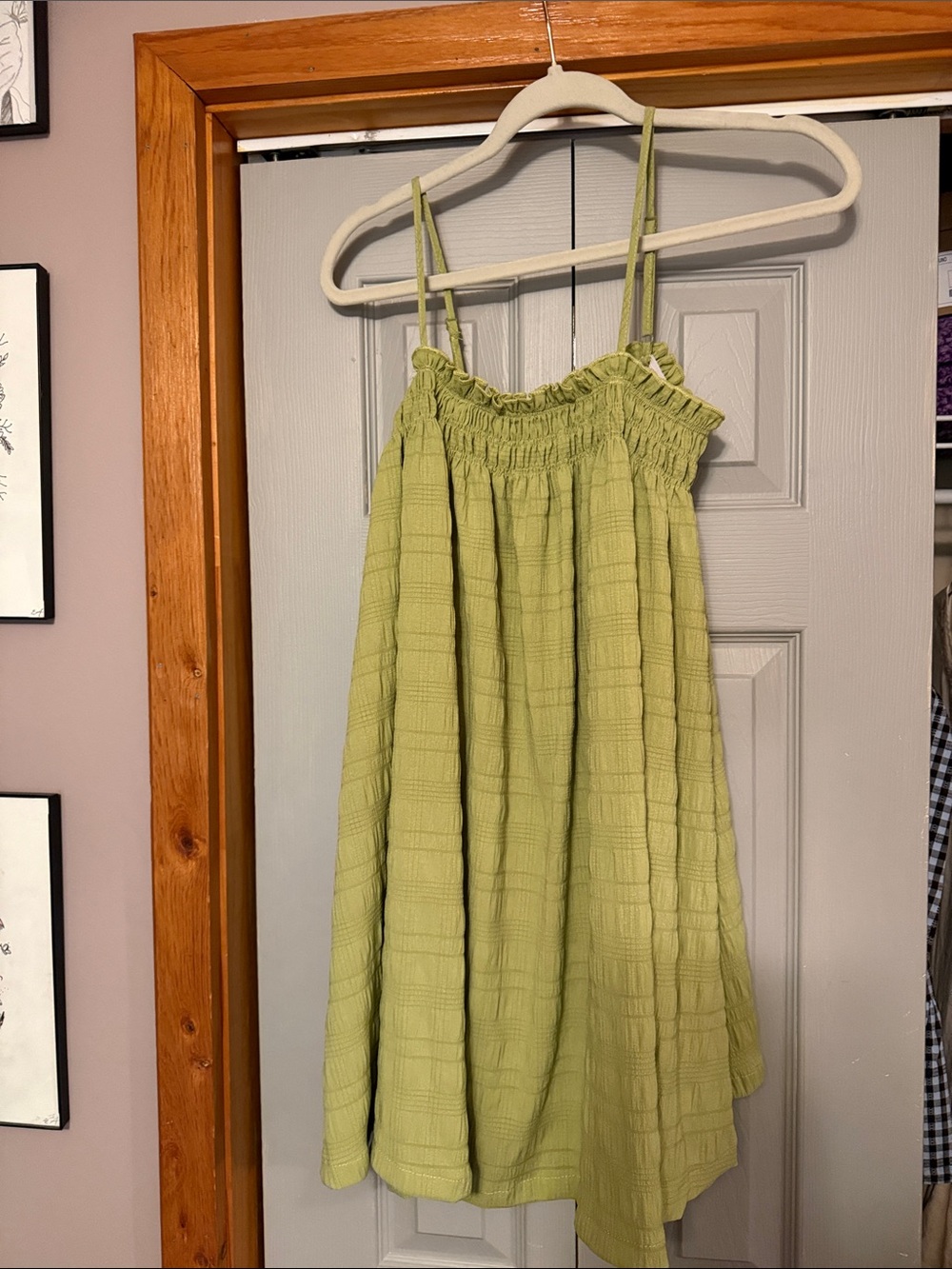 Amazon Lime Green Smocked-Top Mini Sundress